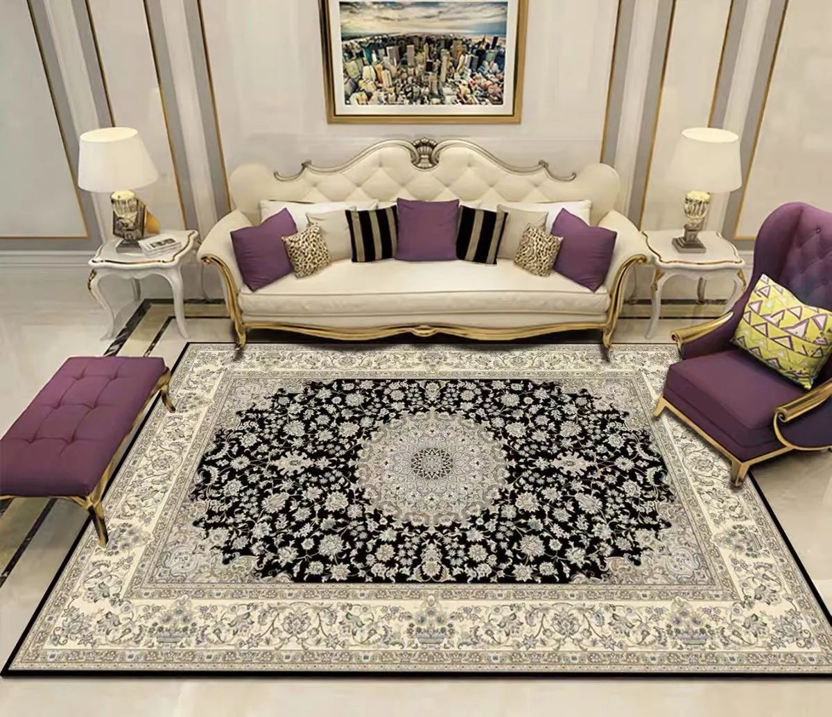 Velvet Carpet - Nordic Moroccan Style Crystal Velvet Rug | Dirt Resistant, Washable & Non Slip