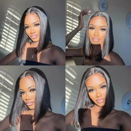 Vietnamese Human Hair Wig - 13x6 Lace Frontal Wig, 250% Density, Natural Black Bob