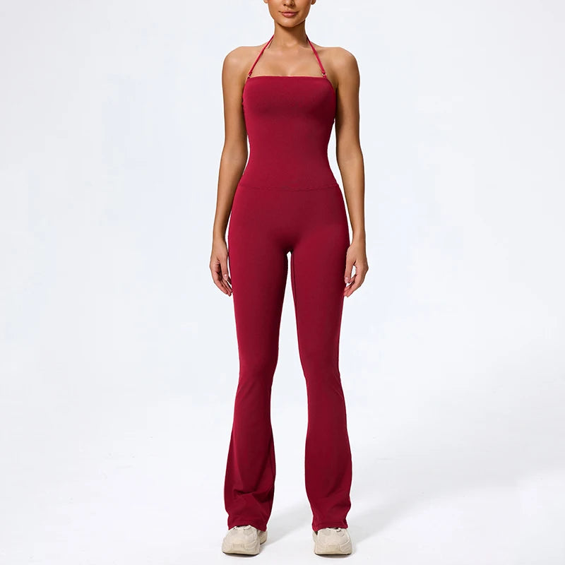 Women Yoga Jumpsuit - Sleeveless Quick Dry Workout Wear with Backless Sportswear Design