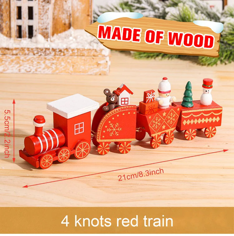 Christmas Train Decoration - Wooden & Plastic Holiday Train Ornament for Xmas Gifts
