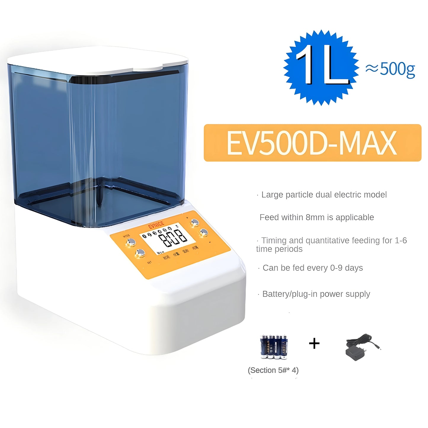 EVNICE automatic fish feeder WIFI Koi Rohan arowana feeder large capacity of 04L/1L/2L/timed, quantitative and precise feeding