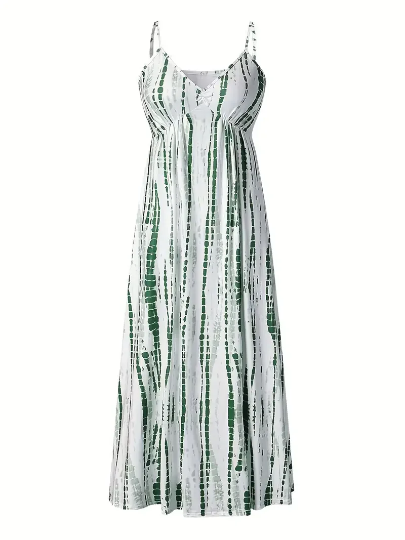 Sexy Graphic Print Maxi Dress with High Waist and V-Neck for Women