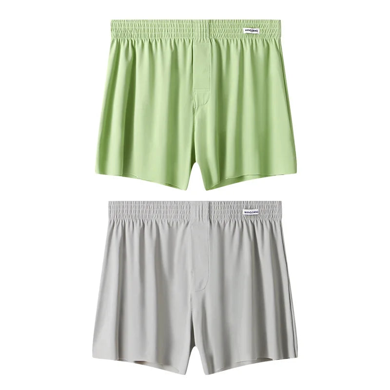 Mens Boxer Shorts Large Size - Ice Silk Breathable Sleepwear Pants | Loose Fit Boxers