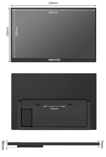 Portable Gaming Monitor 14.1 Inch IPS Screen Extended Display with Dual Speakers
