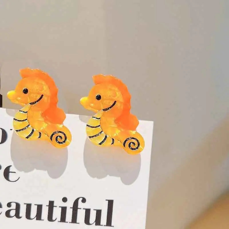 8/6/4Pcs Acetate Ocean Animal Hair Clips Summer Beach Non-Slip Hair Claws Crab Starfish Whale Hair Accessories for Women Girl