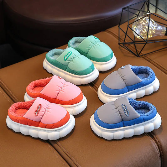 Children Winter Slippers - Waterproof Kids Cotton Slippers | Warm Woolen Home Shoes
