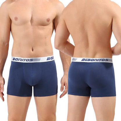 3 Pieces Cotton Men's Panties BONITOS Letter Waistband Boxer Briefs Solid Color Boxers Underwear For Man Classic Men Underpants