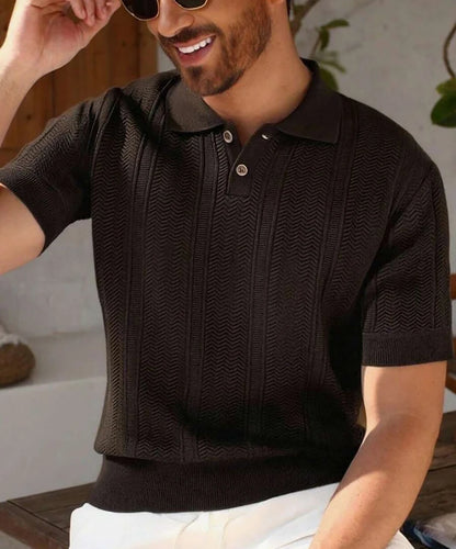 US Size Mens Knit Shirts Casual Stretch Golf Shirts Short Sleeve Polo Shirt Men's Summer Old Money Knit Top