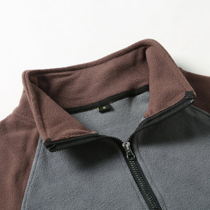 Autumn Winter Men's Fleece Hoodies Half Zipper Patchwork Pullover Coats Men Fashion Outdoor Warm Sweatshirts Male Casual Hoodies