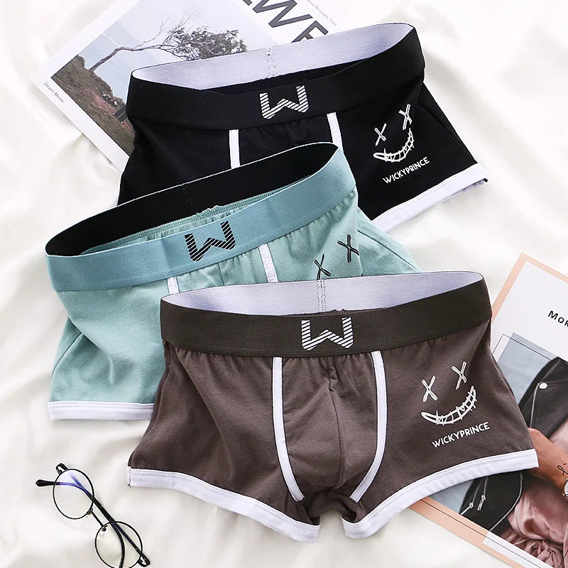 Men Cotton Boxers - Breathable U-Convex Boxer Design, Soft Knit Fabric Underwear Set