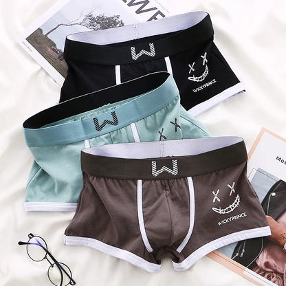 Men Cotton Boxers - Breathable U-Convex Boxer Design, Soft Knit Fabric Underwear Set