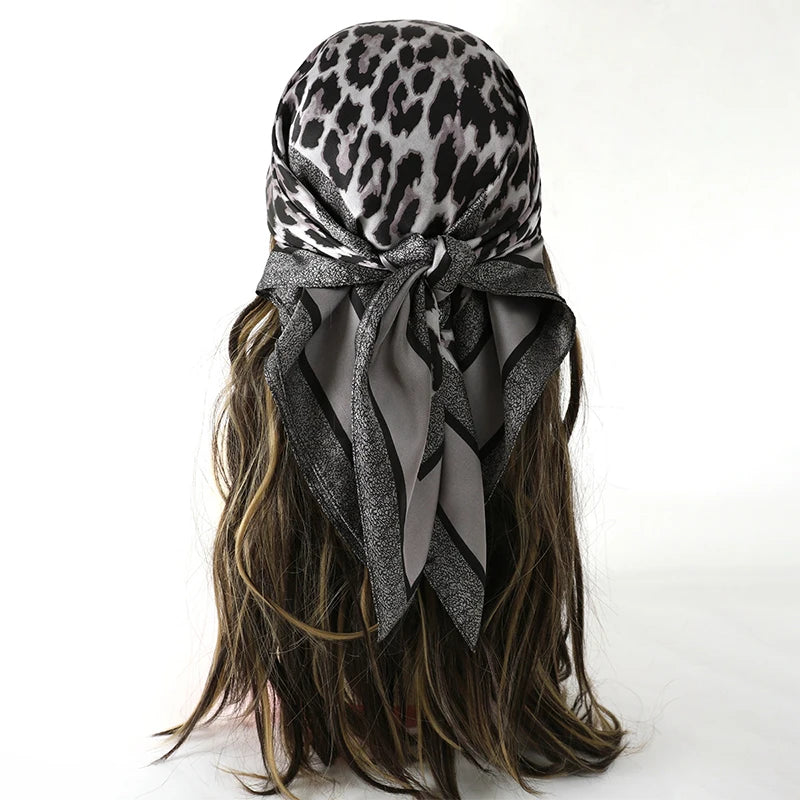 Bohemian Floral Silk Scarf - Tropical Leaf Head Wrap and Bandana