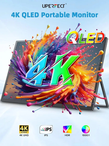 18.4 Inch Portable Monitor – 4K QLED Gaming Display With USB C, HDMI, Adjustable Stand