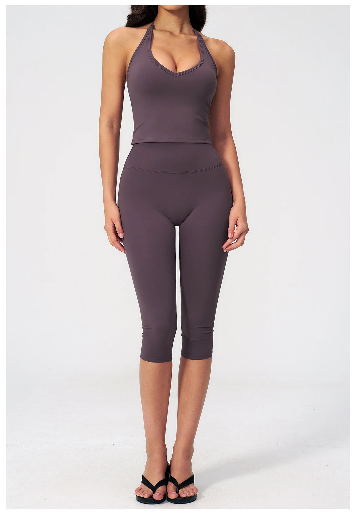 Women 2 Piece Yoga Set High Waist Capri Leggings Sports Bra Crop Top Workout Gym Athletic Outfits Female Fitness Activewear Suit
