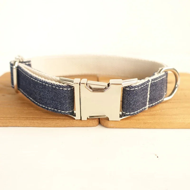 Personalized Dog Collar Customized Pet Collars Free Engraving ID Nameplate Tag Pet Accessory Multi Jean Puppy Collar Leash