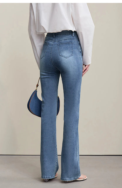 Amii Flared Jeans Autumn 2026 New Commuter Style Casual Versatile Women's Pants Solid Color Denim Trousers For Women 12621032