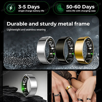 Ola Esporte Smart Ring Blood Pressure Heart Rate Monitoring Smartring IP68&5ATM Waterproof Multi-sport Mode Smartring Man Women