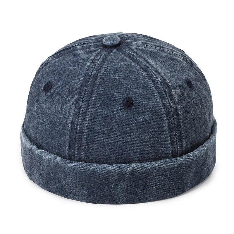 Denim Docker Cap – Brimless Sailor Beanie, Adjustable