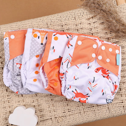 Eco Friendly Cloth Diaper - HappyFlute 4Pcs Reusable Baby Diaper Set Waterproof Pocket Design
