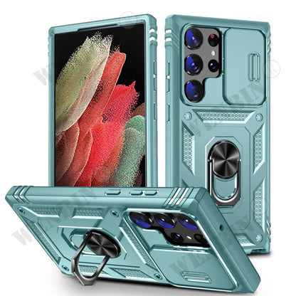 Case For Samsung S26 S25 S24 S23 Ultra Plus S25 FE A56 A36 Heavy Duty with Camera 360 Degree Rotate Kickstand Shockproof Cover