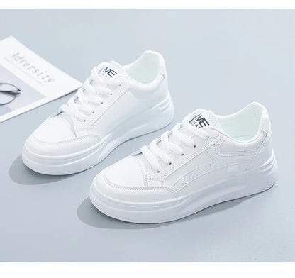 Outdoor Women Walking Shoes Skateboarding Shoes Women Sneakers PU Leather Lace-Up Breathable Jogging Casual Sneakers De Mujer