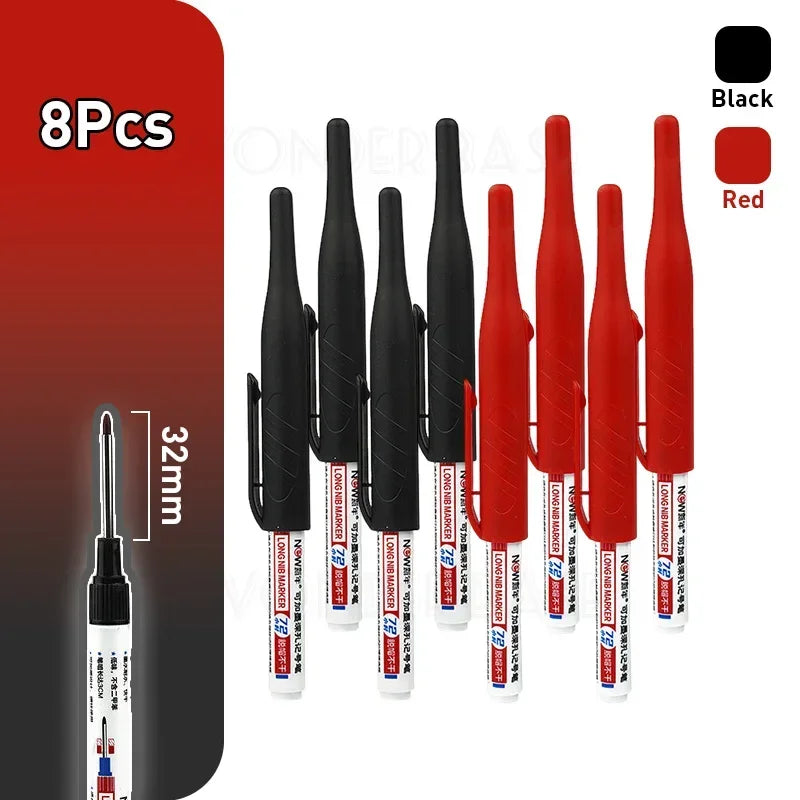 Waterproof Multi-Purpose 32mm Deep Hole Marker Pens - 1-8 Pcs in 4 Colors for Wood Tile Metal  Bathroom Use