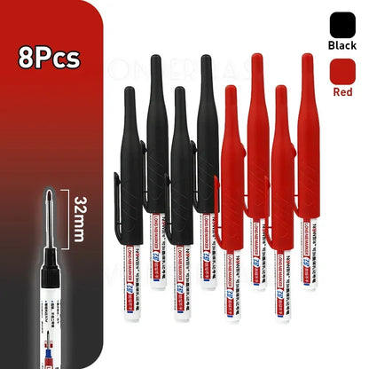 Waterproof Multi-Purpose 32mm Deep Hole Marker Pens - 1-8 Pcs in 4 Colors for Wood Tile Metal  Bathroom Use