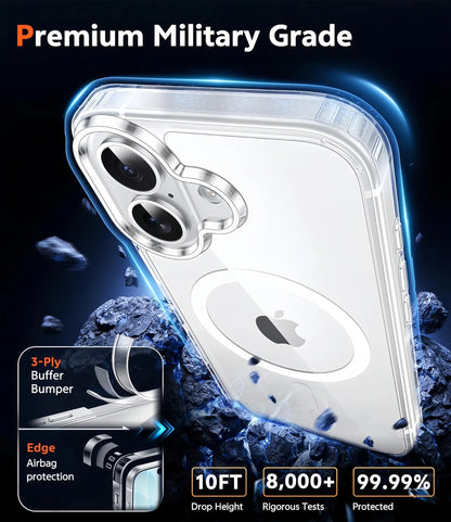 With  Magnetic For iPhone 17 Case with Screen Protector Drop Proof  Anti Yellowing Shockproof Protective Transparent Cover-Clear