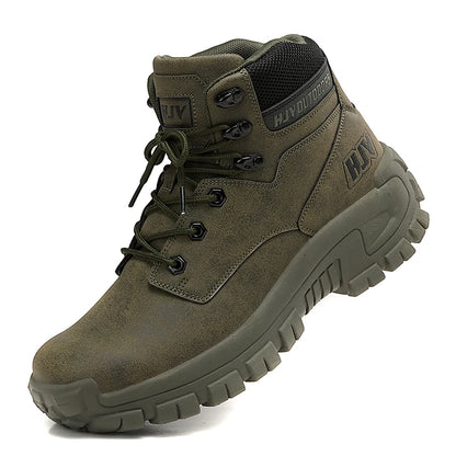 Men's Leather Boots - Breathable Ankle Combat Boots | Non-Slip Outdoor Hiking Footwear