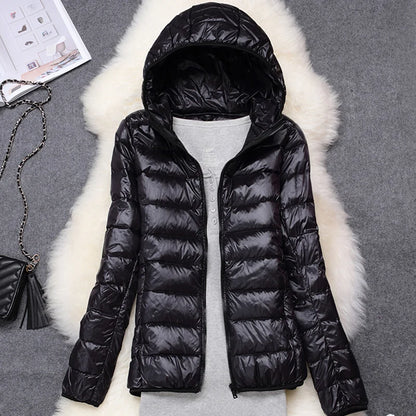 Women Puffer Jacket - Plus Size Jackets, Lightweight Down Coat With Zipper Closure