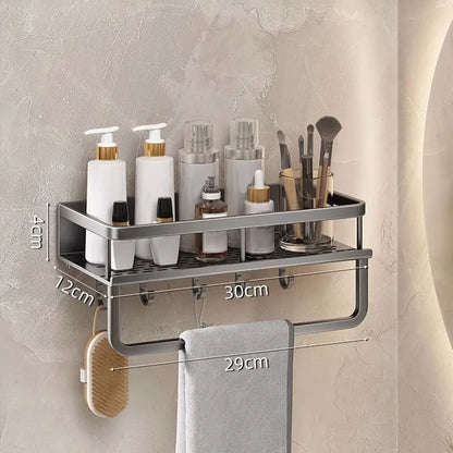 Aluminum Corner Shower Shelf - Wall-Mounted No-Drill Shampoo Storage Rack
