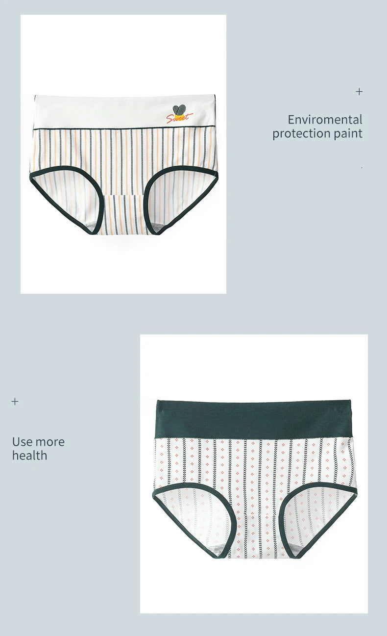 4Pcs/Set High Waist Cotton Panties Women Body Shaper Underwear Fashion Print Panty Girls Briefs Seamless Female Lingerie