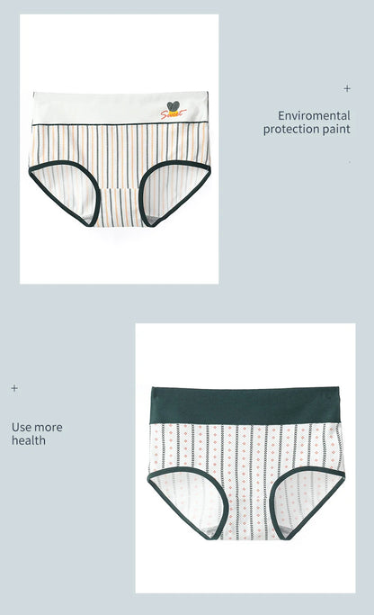 4Pcs/Set High Waist Cotton Panties Women Body Shaper Underwear Fashion Print Panty Girls Briefs Seamless Female Lingerie