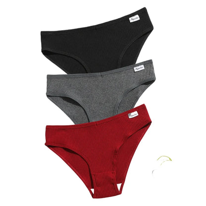 3Pcs/Set Cotton Panties Women Solid Color Soft Breathable Briefs Female Underpants Comfort Stretch Sexy Lingerie S-XL
