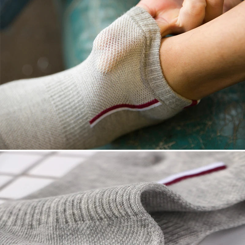 5 Pairs/Lot Spring Summer Men's Socks Breathable Ankle Cotton Sport Socks Mesh Casual Athletic Thin Short Sokken Size 38-48