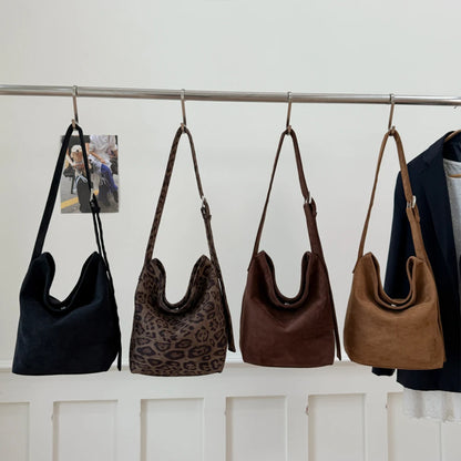 Leopard Print Tote Bag – Large Capacity Crossbody Shoulder Bag for Autumn Winter