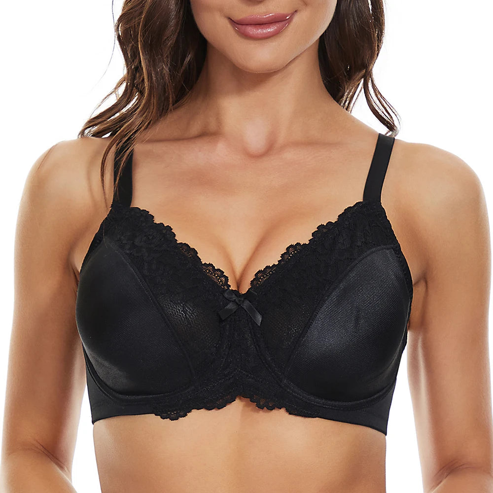 Sheroine Underwire Women Bras Lace Floral Minimizer Full Coverage Non Padded Unlined Everyday Comfort Support T-Shirt Bra
