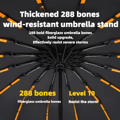 Stormproof Windproof Automatic Folding Rain Umbrella for Men, Large Strong Reinforced 288 Bone, Sun UV UPF50+ Parasol