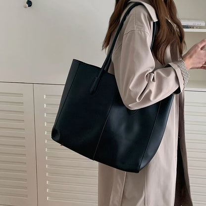 Vintage Women's Tote Bag - Large Capacity PU Leather Shoulder Purse for Everyday Use