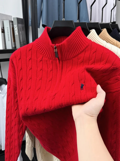 High end luxury brand zipper sweater men's designer new fashion classic Paul Pony embroidery winter warm plush knitted pullover
