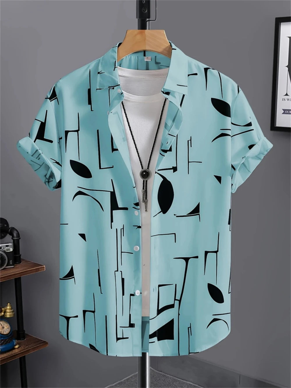 Simple Men's Shirt 3D Printed Retro Fashion Topshort Sleeve Beach Sweatshirt Street Hawaii Short Sleeved Shirt Men's Clothing