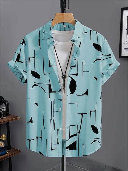 Simple Men's Shirt 3D Printed Retro Fashion Topshort Sleeve Beach Sweatshirt Street Hawaii Short Sleeved Shirt Men's Clothing