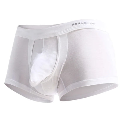 Gun-bullet separation underwear for men, scrotal support venous bottom pants, ice silk bag, curved men's briefs