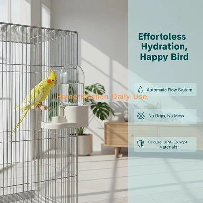 portableAutomatic Bird Water Feeder Drinker Universal Fit Most Bird Cages Accessory for Parrot Canary Finch All Small Pet Birds