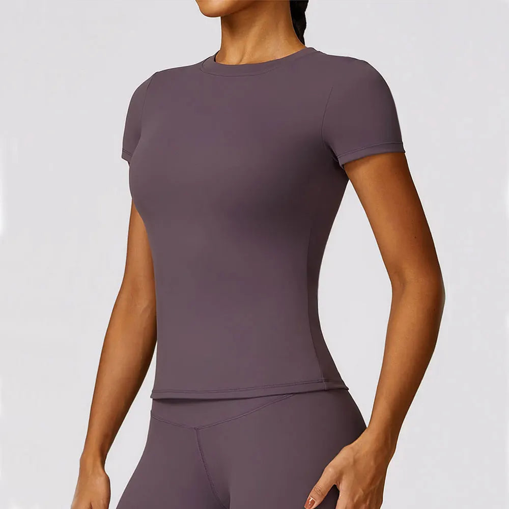 Women Yoga Top - Seamless Sport Shirt | Breathable Short Sleeve Gym Tee