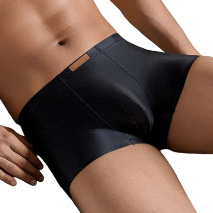 1pc Men Satin Trunks Seamless Shiny Boxer Shorts Ice Silk Middle Waist Panties Solid U Convex Bulge Pouch Underwear Breathable