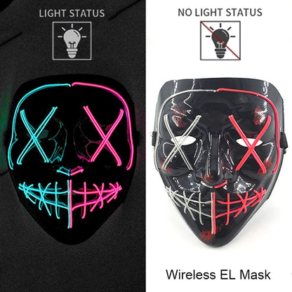 Wireless LED Halloween Purge Mask - Glowing Masquerade Horror Mask