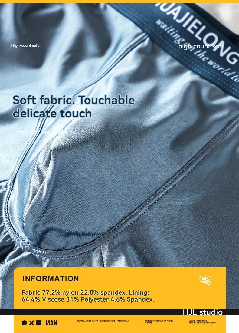 Luxury Ice Silk Boxers - Breathable Satin Mens Underwear 3PCS