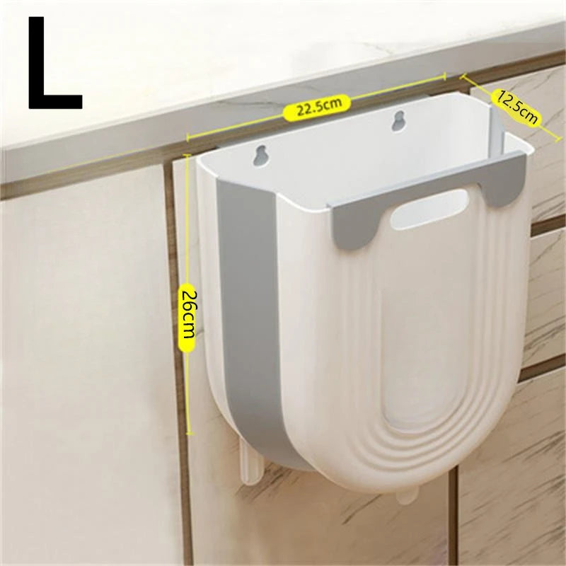 Wall-Mounted Folding Trash Can - Kitchen  Bathroom Space Saver