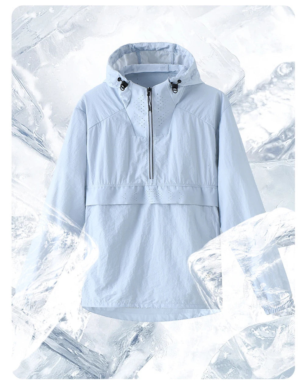 Spring Summer Men Lightweight Anorak Jacket Fashion Man Half Zip Sunscreen Hooded Coats Men UPF50+ Windbreaker Waterproof Jacket